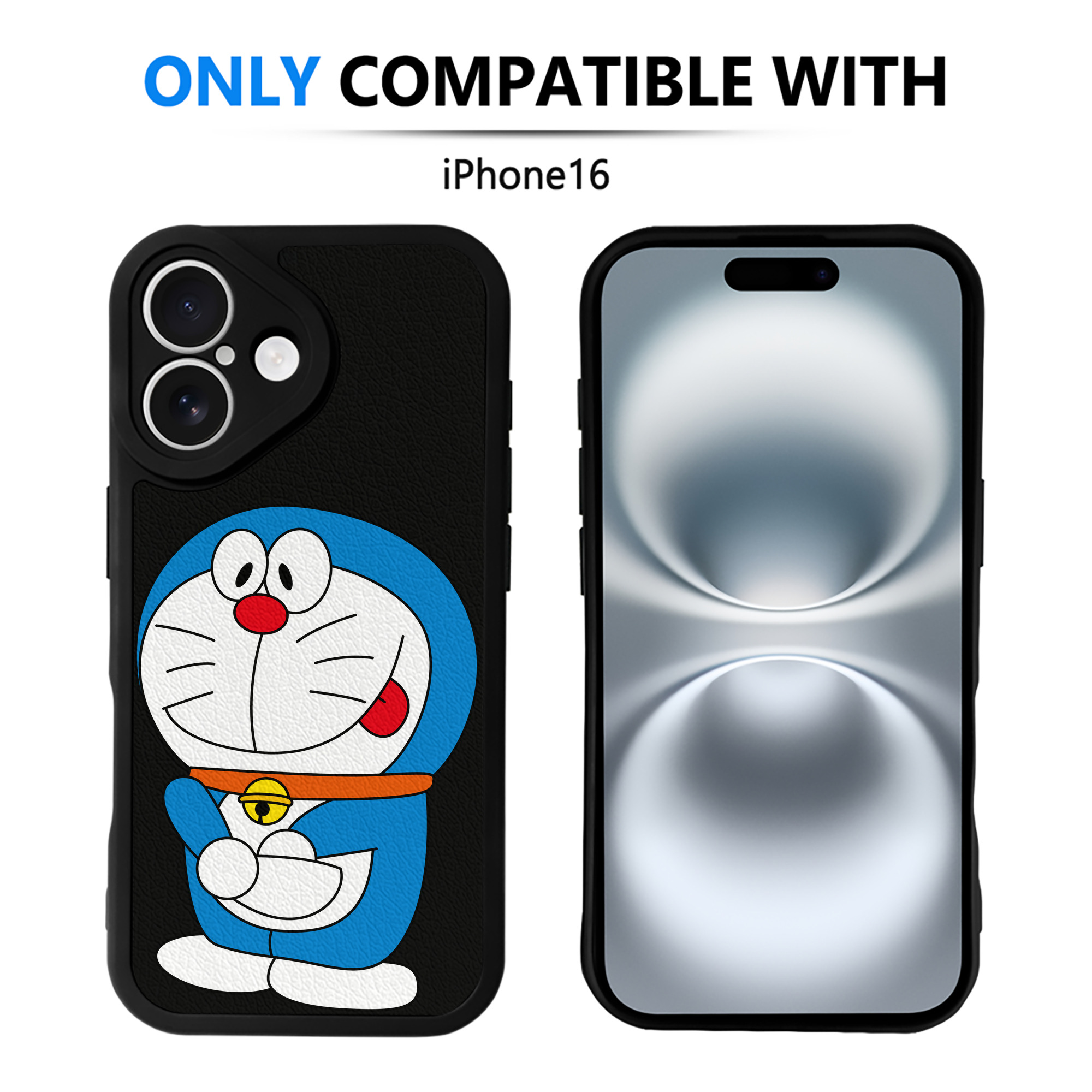 （画像用） ドラえもん Doraemon 【iPhone 16シリーズ対応】シリコンスマホケース（レザー調） 材質：シリコン